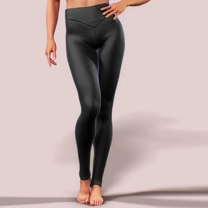 831A Youthful Glossy Look Stretch Trousers Fashion Leggings For Various Occasion