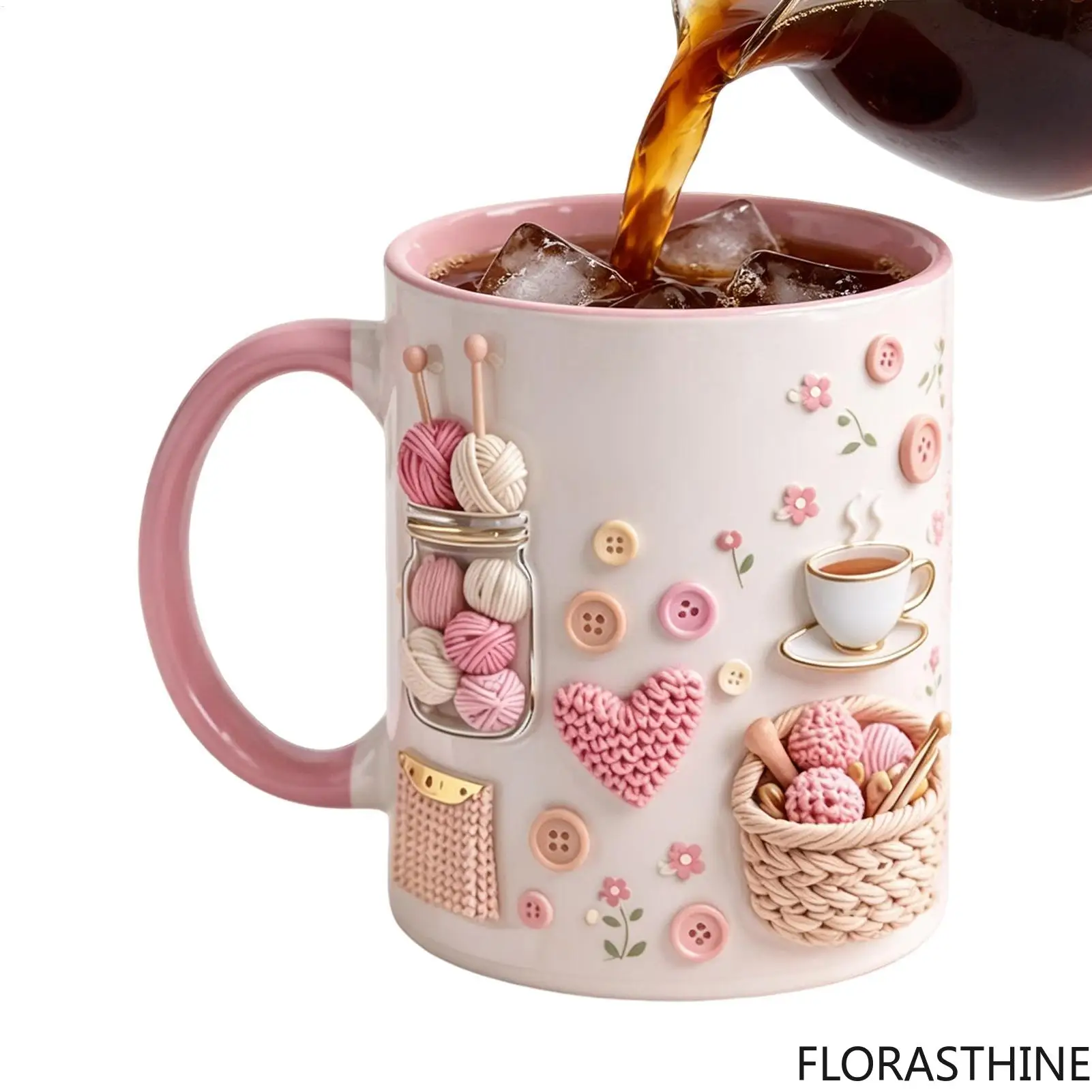 Funny Coffee Mug 350ml Ceramic Crochet Desk Decor Novelty Water Coffee Mug Cups for Women Mom Friend Sister Birthday Christmas