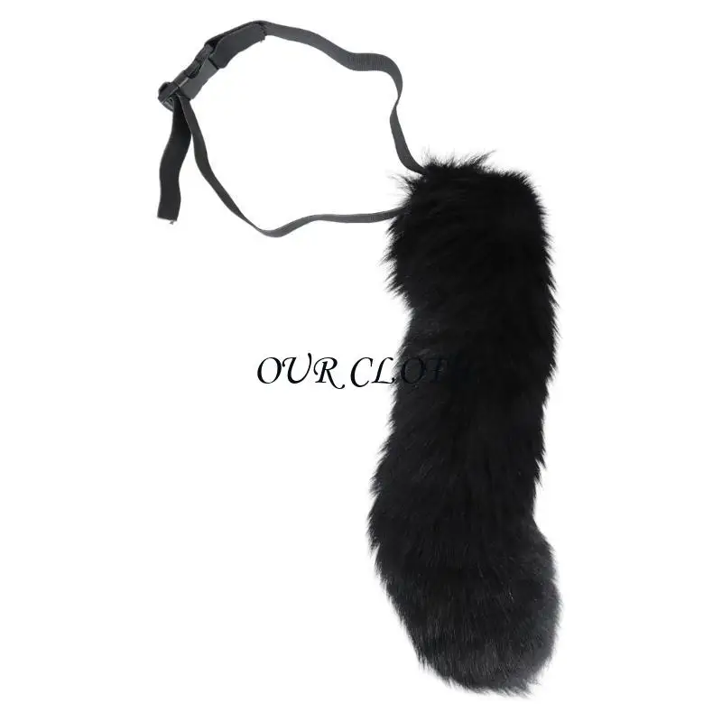 Vossen Staart Verstelbare Riem Pluche Dierenstaart Handgemaakte Beest Staart Halloween Party Kostuum Accessoires voor Volwassen
