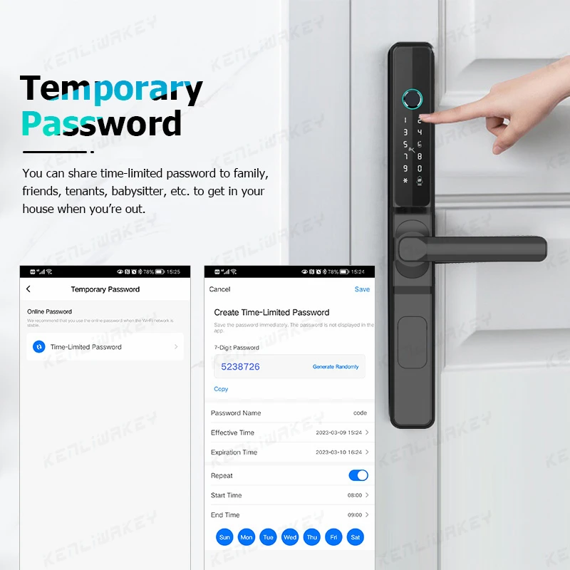 Imagem -04 - Tuya-electronic Keyless Biometric Door Lock Impermeável Wi-fi Exterior Impressão Digital Vidro Alumínio App Código Rfid