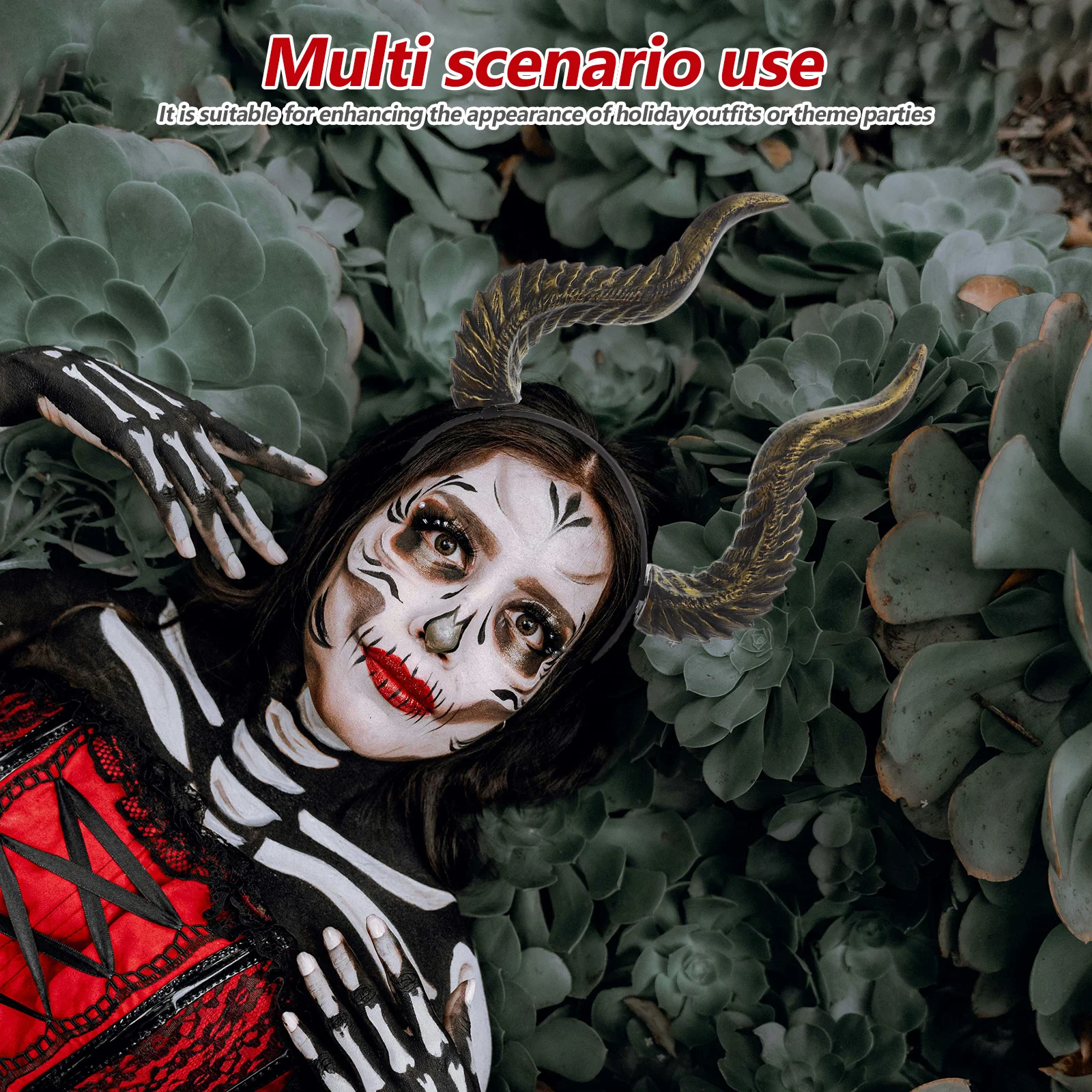 

1 шт., повязка на голову с рогами демона, регулируемая смола, Хэллоуин, косплей, вечеринка, фестиваль, маскарадный костюм, украшения для взрослых и детей