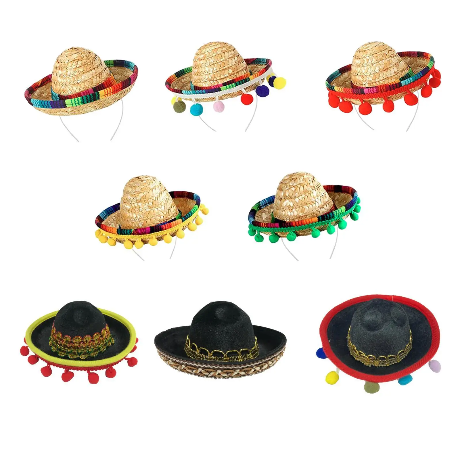 소머브레로 모자 편안하고 편리하며 실용적인 경량의 세련된 미니 모자 머리띠 축제 성인 할로윈을 위한 파티 의상