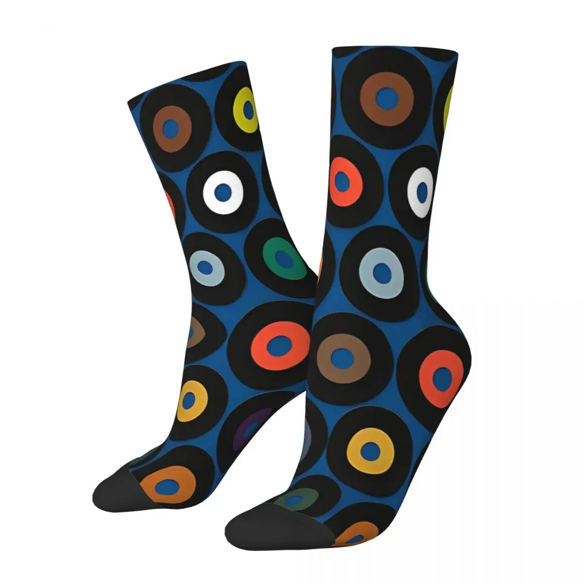 Autumn Winter Retro Unisex Vinyl Blue Collection Socks Retro Vintage Pattern Music Record Non-slip Yoga Socks