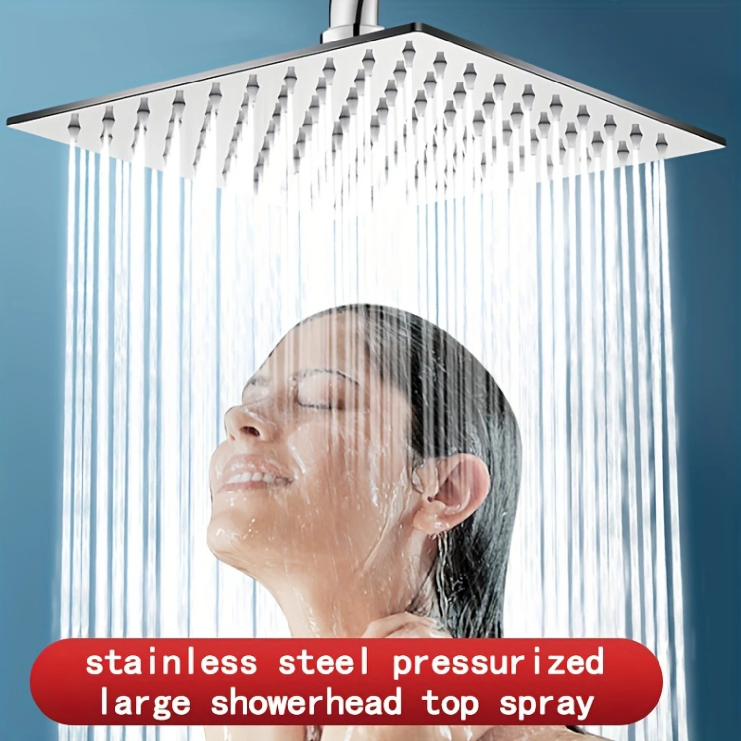 

Contemporary Square Shower Head, Stainless Steel Chrome Polished, Ultra-Thin High-Pressure Rainfall Showerhead for Bathroom, Wal