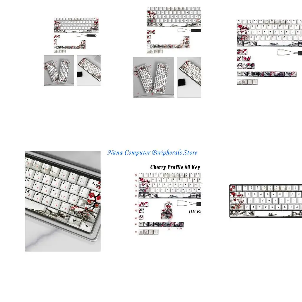 

F68C Stylish PlumBlossom Keycaps for 61 64 67 68 Mechanical Keyboards German French Spain Japanese English Languages
