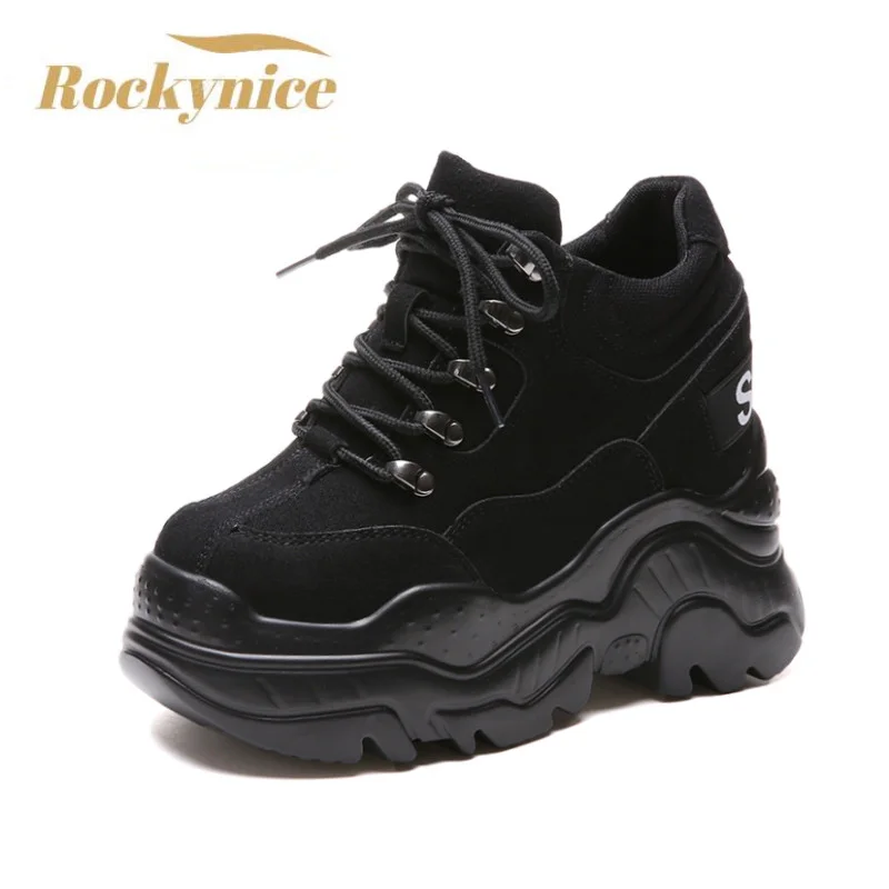 Women High Platform Shoes New Breathable Women Height Increasing Shoes 12 CM Thick Sole Trainers Sneakers Woman Deportivas Mujer