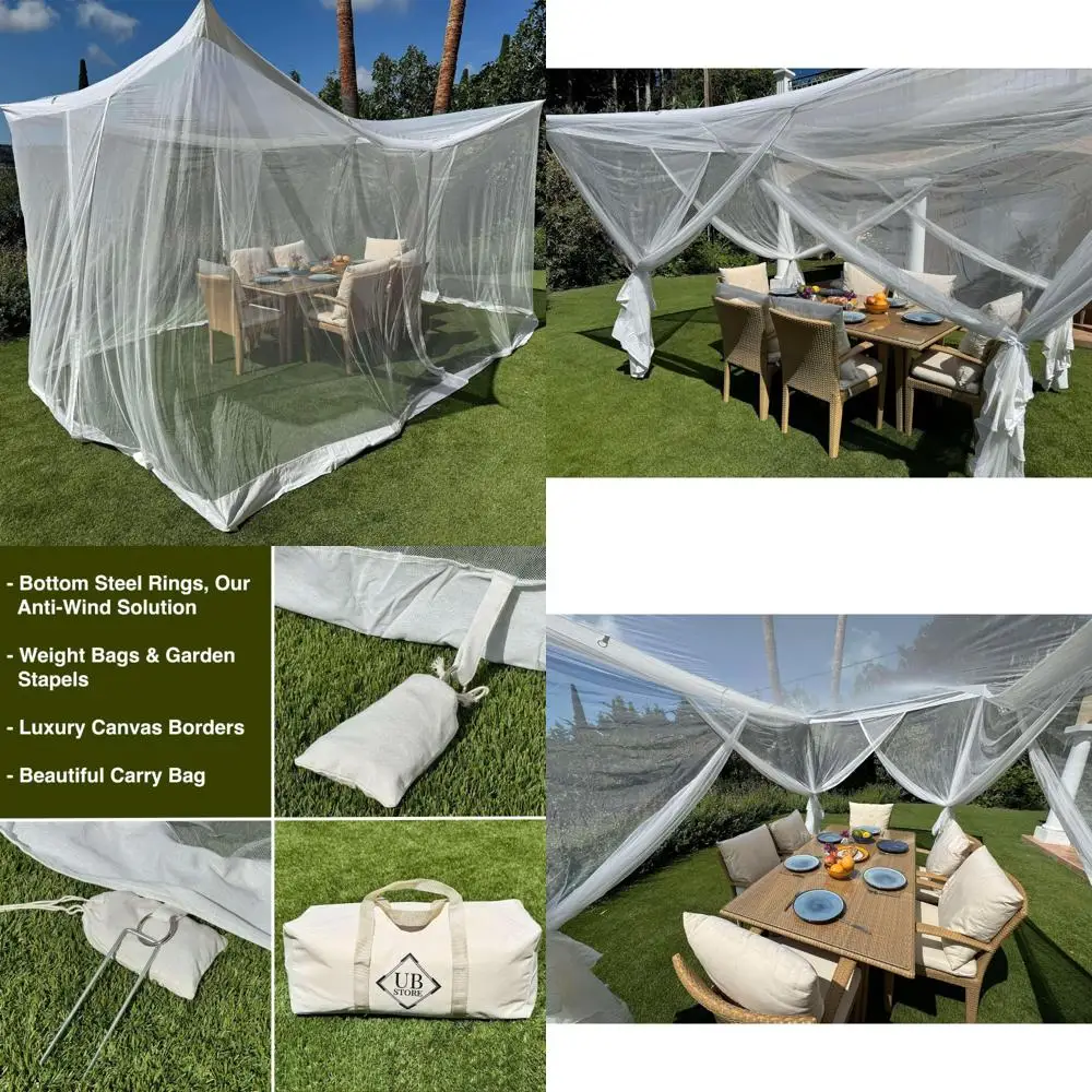 

Large Outdoor Mosquito Net for Patio, 13x10 Feet, Fabric Designed for Gazebo and Pergola Protection