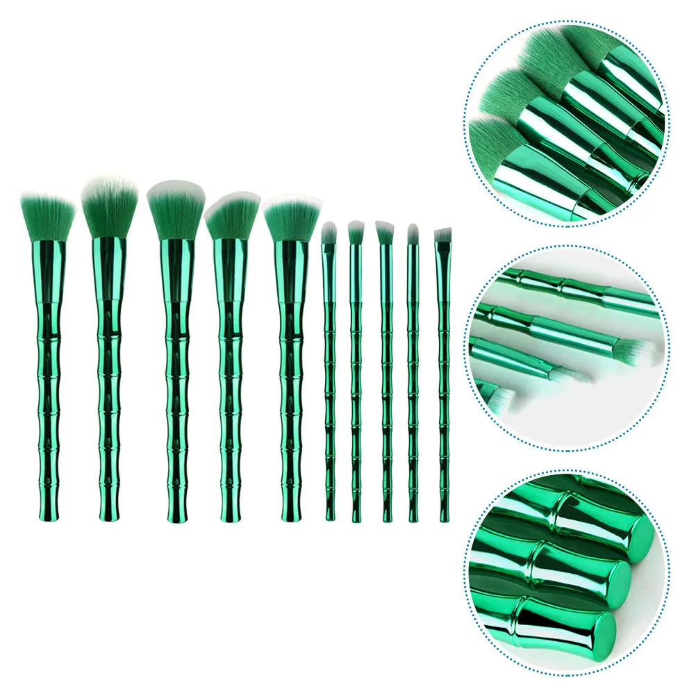 10-teiliges Bambus-Make-up-Pinsel-Set, weiche Haare, Pinsel-Set, Foundation, Gesichtspuder, Rouge, Augenbrauen, Lidschatten, Konturierung