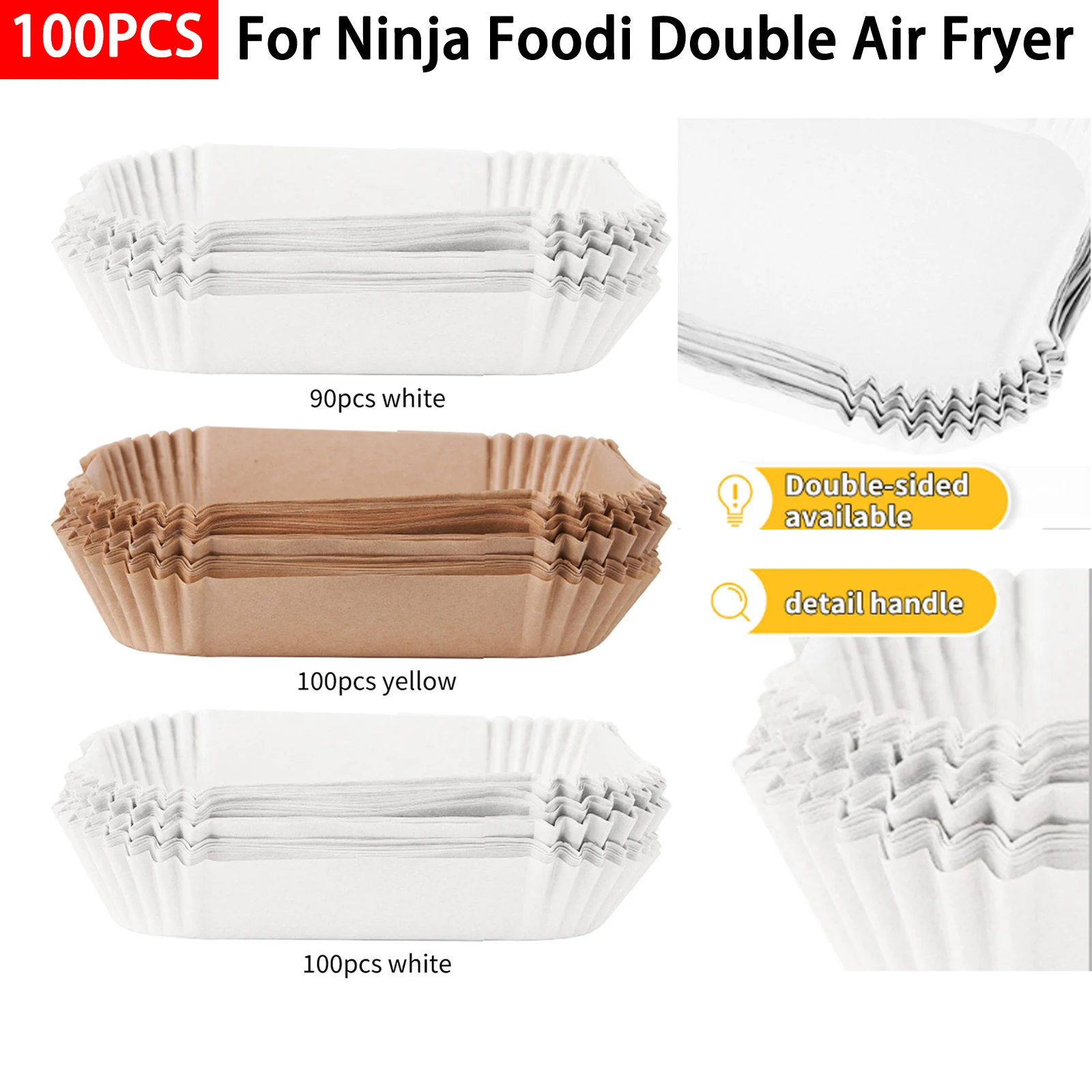 100PC Air Fryer Disposable Paper Liner Non-Stick For Ninja Foodi Double Air Fryer Paper Oil-proof Micro-wave Baking Paper Filter