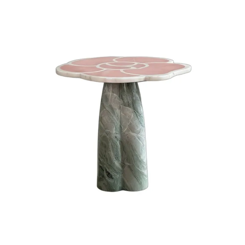 Internet celebrity cream wind camellia natural marble edge several living room sofa edge several