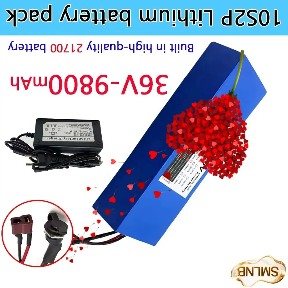 

21700 Lithium Battery Pack 36V 9800mAh Rechargeable Battery Built in BMS 10S2P For fishing bicycle Large Capacity Batteries