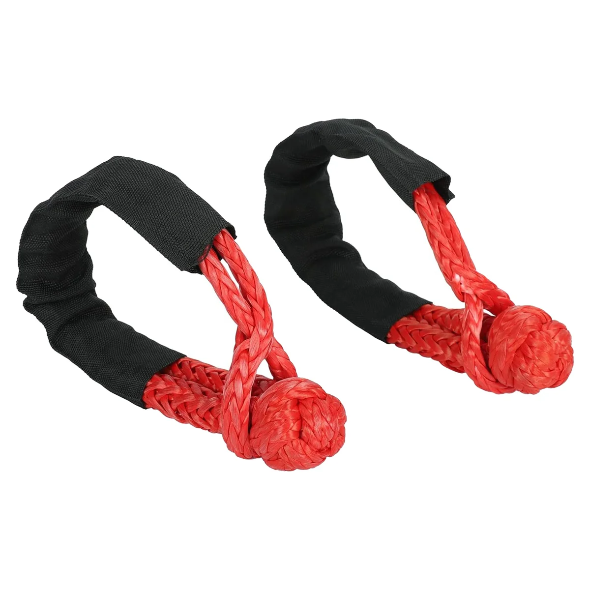 2PCS Red 1/2Inch X 22Inch Soft Hook and Loop Rope Synthetic Traction Strap 43000LBS Breaking Power