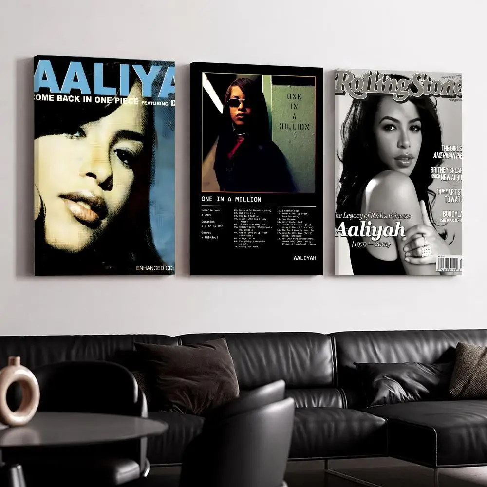 Singer Album A_Aaliyah Framed Wall Painting Canvas Poster Ready to Hang Wall Art for Bedroom Living Room Home Decor Gift
