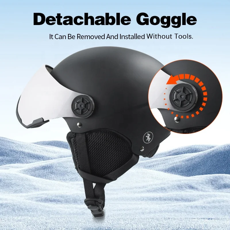 Fabryka OEM ODM Kaski narciarskie z Bluetooth Inteligentny kask snowboardowy Kask śnieżny Bluetooth z goglami Casco De Nieve Con Bluetooth