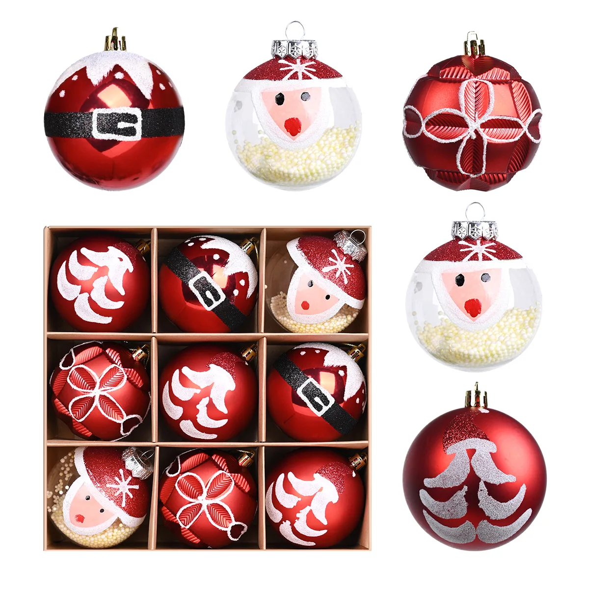 Christmas decorations red electroplating shaped plastic painted tree ball door hanging home decoration desktop ornaments