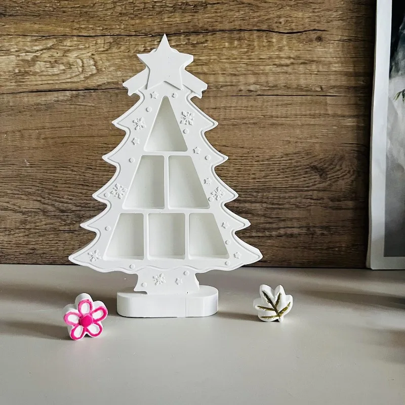 Standing Christmas Tree with Star Silicone Mold DIY Casting Home Decoration Plaster Mould Christmas Tree Ornament Silicone Mould