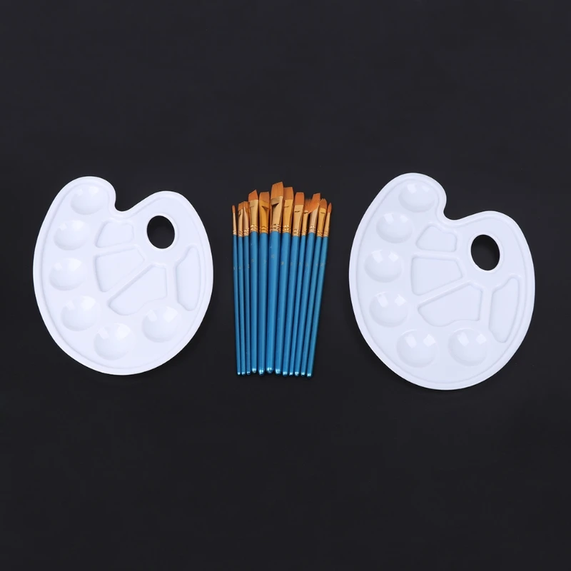 14 個のアクリルアーティストペイントブラシオイル水彩画ナイロンヘアパレットセット