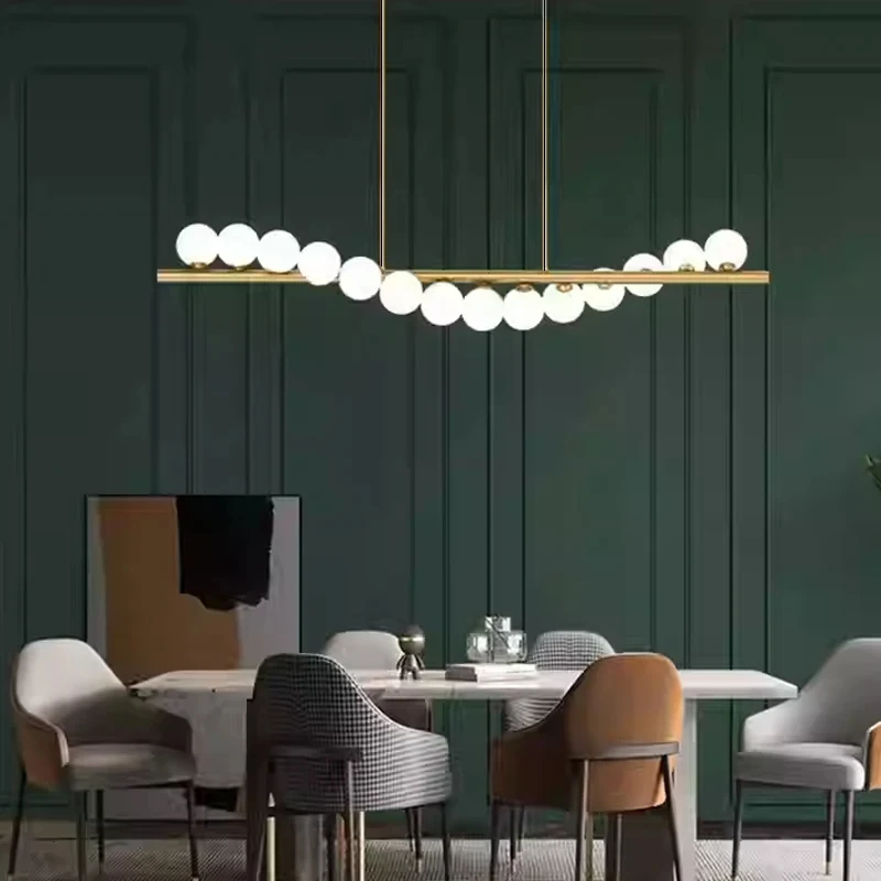 Nowoczesna lampa wisząca LED z motywem gwieździstego nieba, szklane kule, żyrandol sufitowy do jadalni, nad wyspę kuchenną, lampa wisząca.