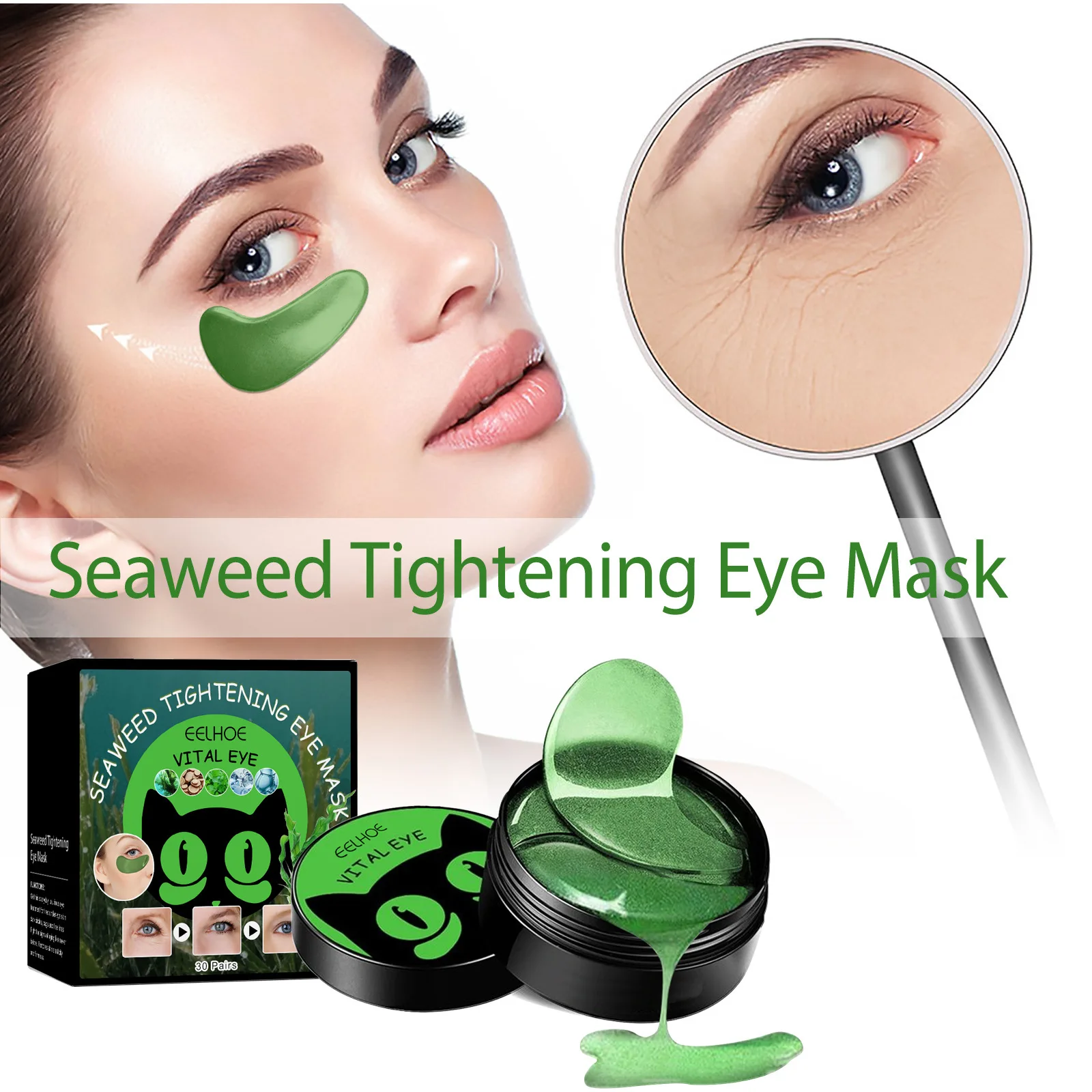 60Pcs Seaweed Firming Eye Mask Gentle Moisturising Nourishing Skin Care Eye Masks Eye Treatment Patch