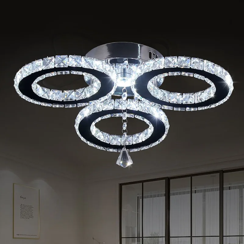 

Modern LED Three Ring Crystal ceiling lights Fixtures Decoration Home Appliance Lamp Room Decor Bedroom Light Valentine's Day