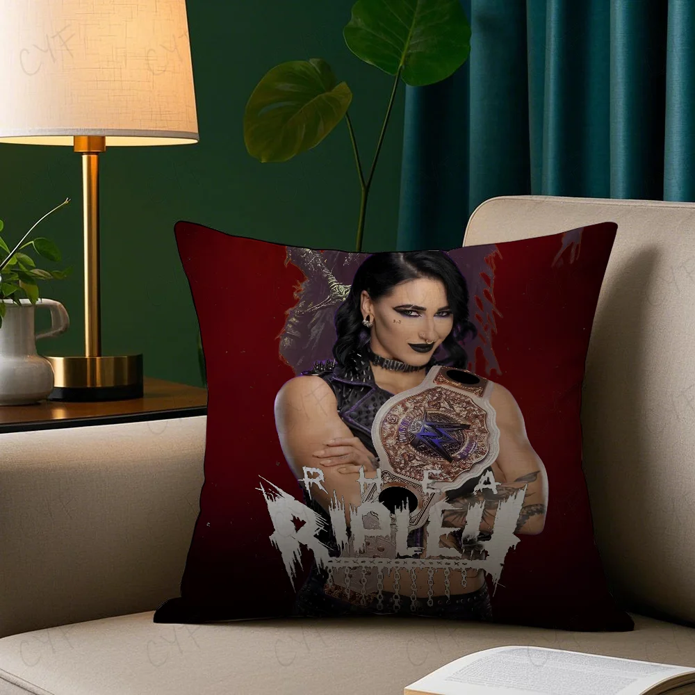 المصارعة R-Rhea R-Ripley كيس وسادة مكافحة الغبار المخدة غير مرئية سستة حريري قصير أفخم غطاء وسادة أريكة #4