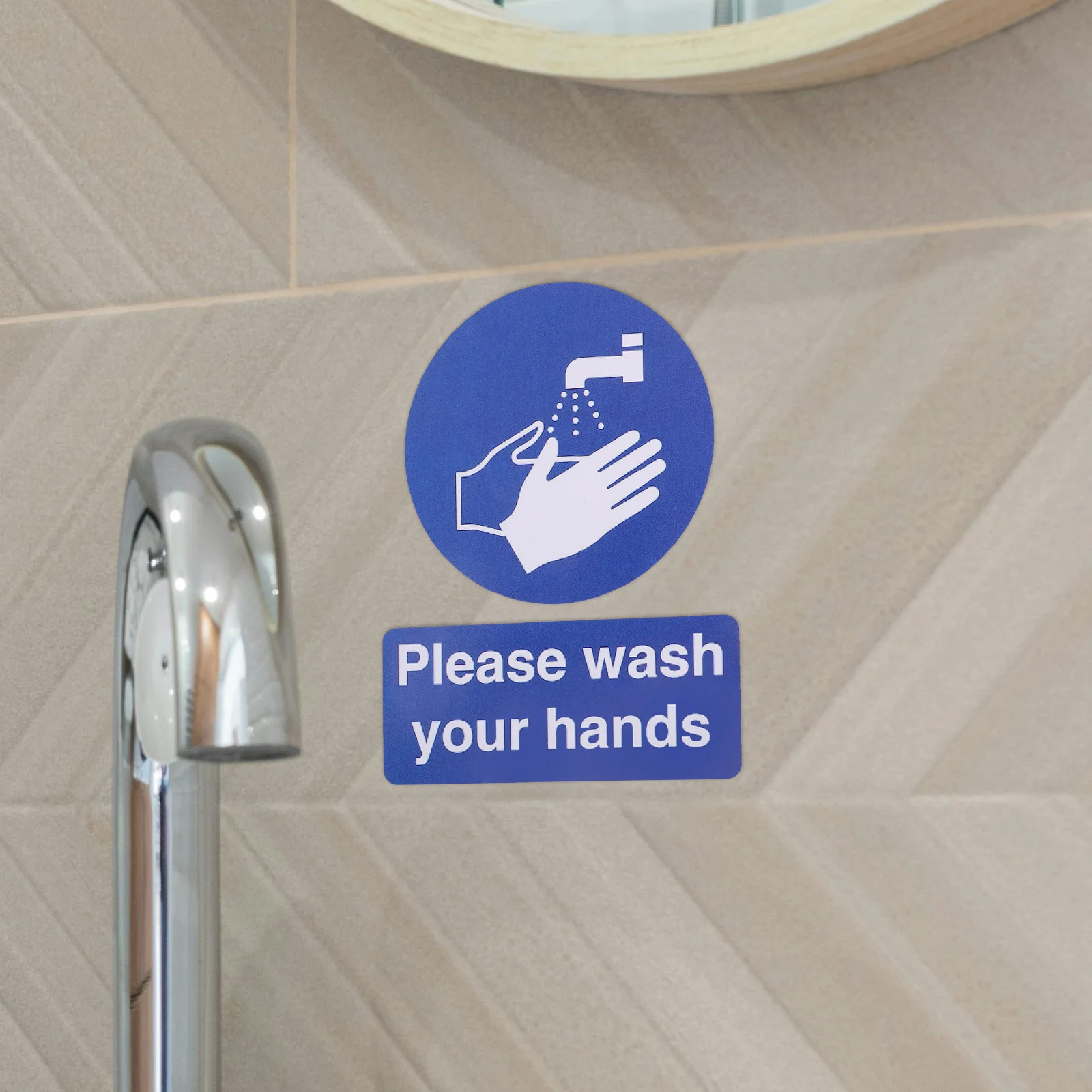 

Bathroom Hand Wash Stickers 6pcs Wash Your Hands Signs Removable Wall Decals Handwashing Warning Posters for Public Restroom
