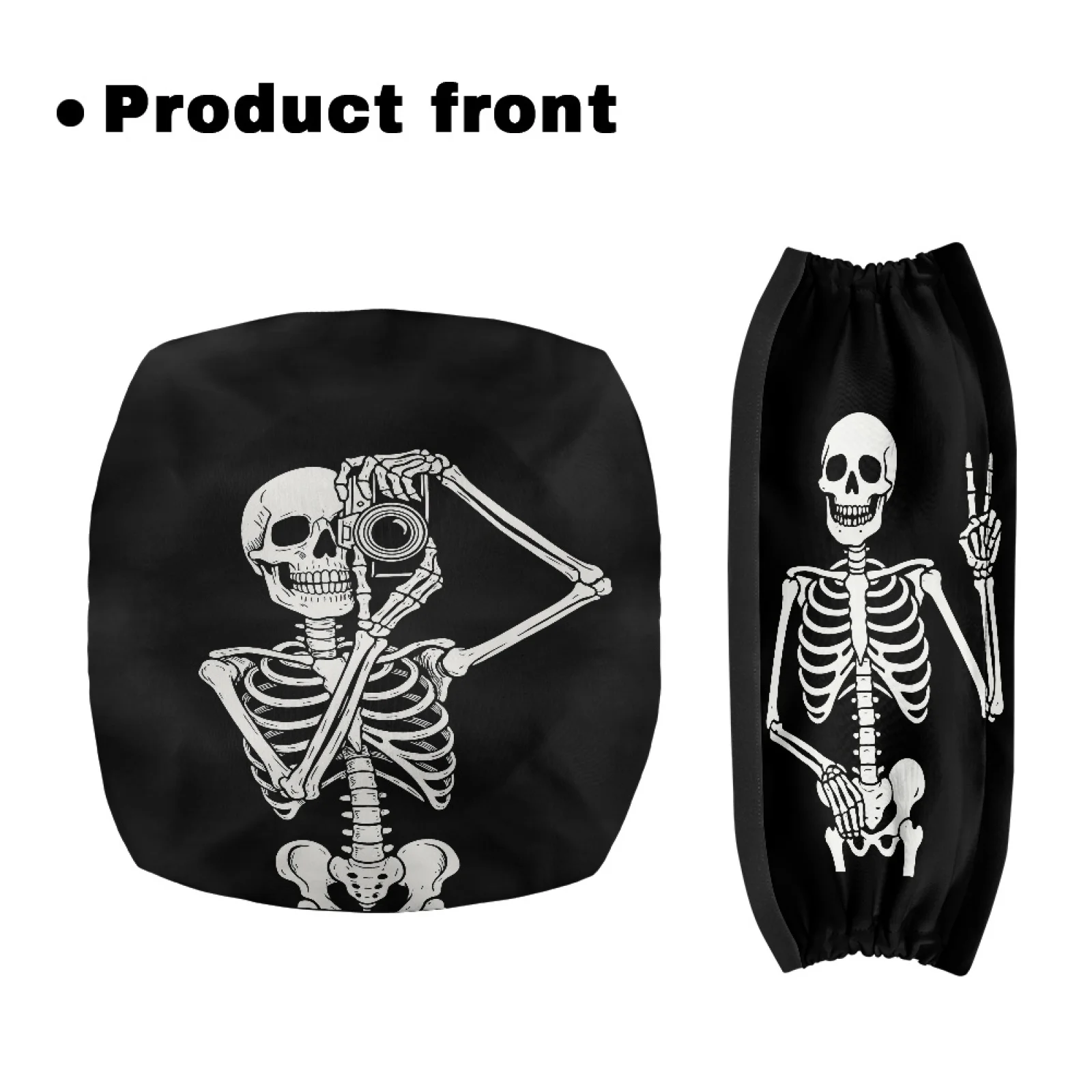 Coloranimal Adjustable Reusable 2 Pcs Seat & Backrest Cover Set for Parents for Outdoors White Skeleton