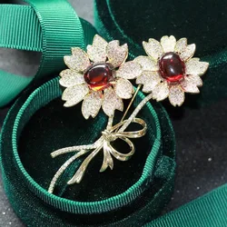 Vintage Elegant Women Flower Exquisite Brooches Badges Lady Famouse Design Plant Pins Retro Jewelry For Women's Party Wedding