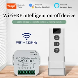 Tuya WiFi Smart Curtain Switch 433MHz Roller Blinds Shutter Switch Breaker Smart Life APP Remote Control Alexa Google Home