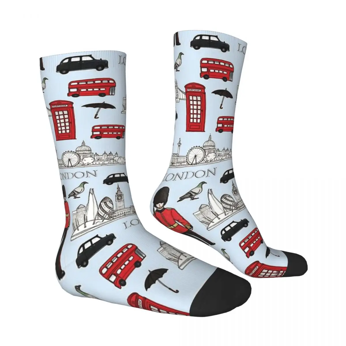 Bus London Skyline And Icons Men Women Socks Windproof Novelty Spring Summer Autumn Winter Stockings Gift