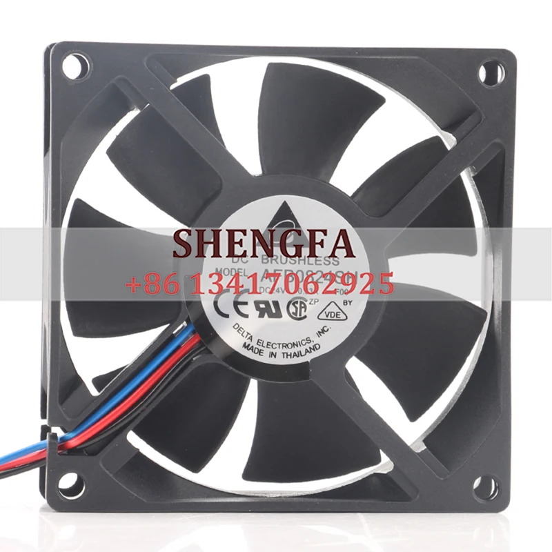 

DELTA DC24V 0.33A 8025 8CM 80X80X25MM Large Air Velocity Measurement Double Ball Inverter AFB0824SH Cooling Fan