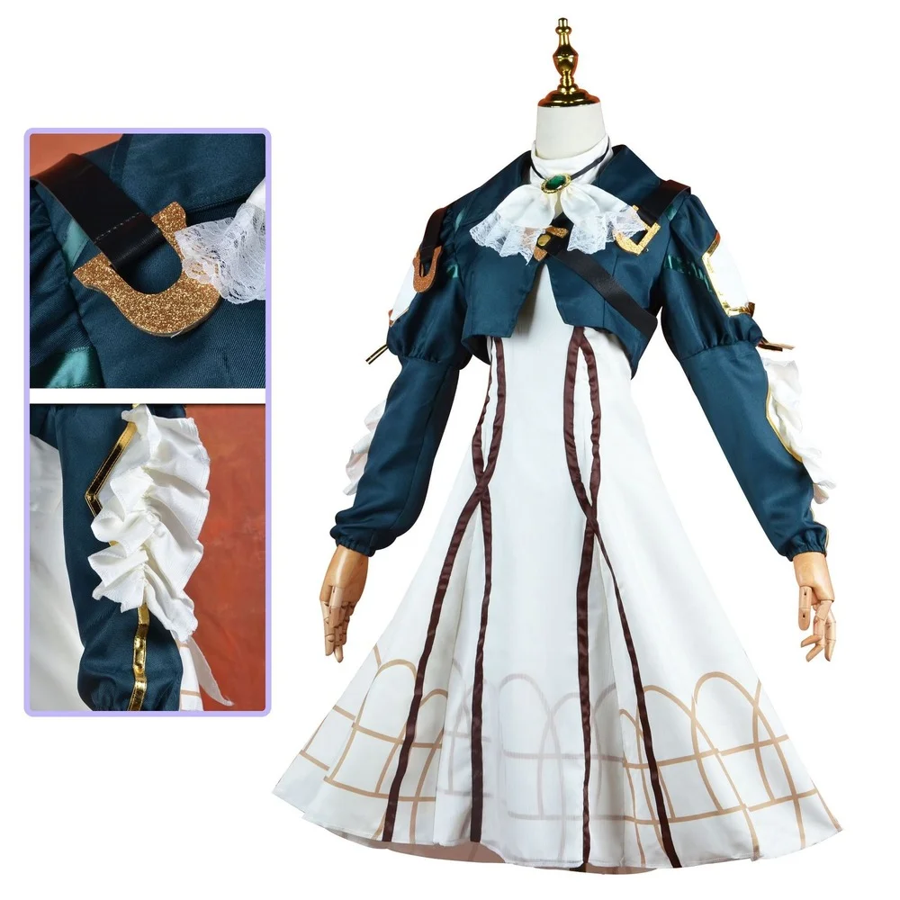 Disfraz de Anime Violet Evergarden para mujer, vestido de sirvienta de princesa de alta calidad, falda de graduación de Carnaval de Halloween, peluca