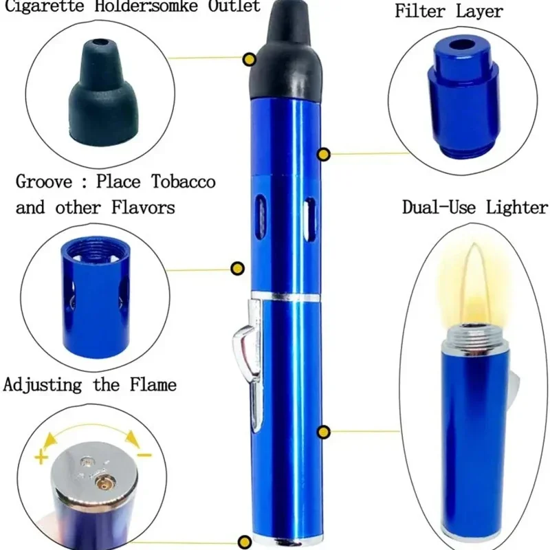 Hot Selling Aromatherapy Lighter Portable Mini Metal Tube Built-in Detachable Refillable Butane Torch Handheld Lighter