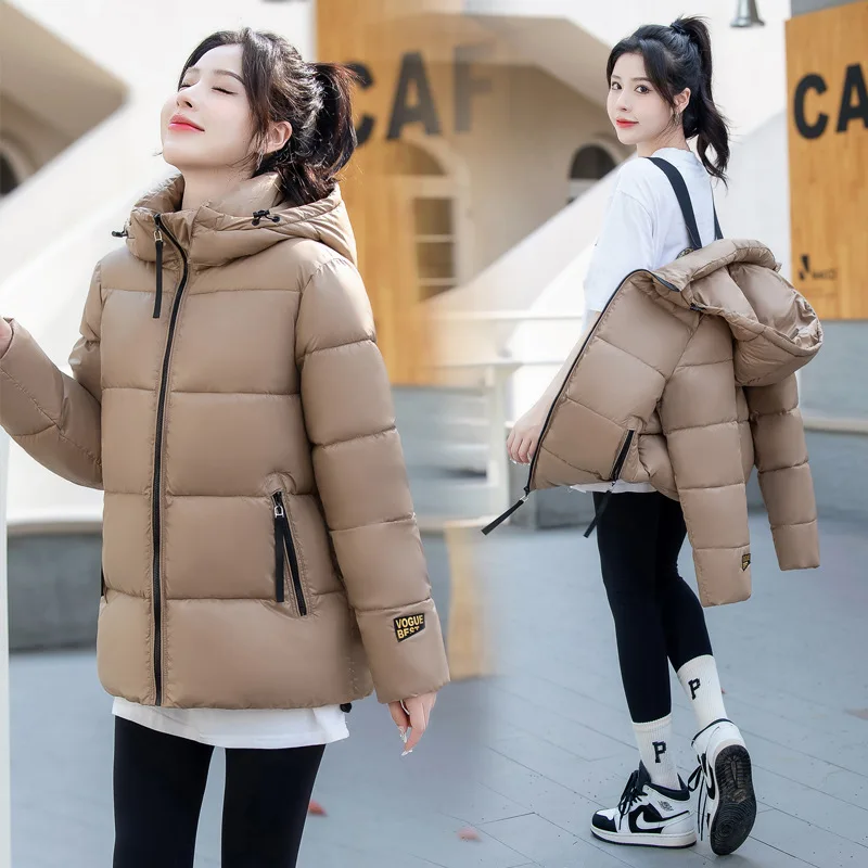 2023 Winter Coats Women Short Cotton-padded Jacket Windproof Parkas Thick Puffer Jacket Hooded Heating Lining Overcoat Mujer