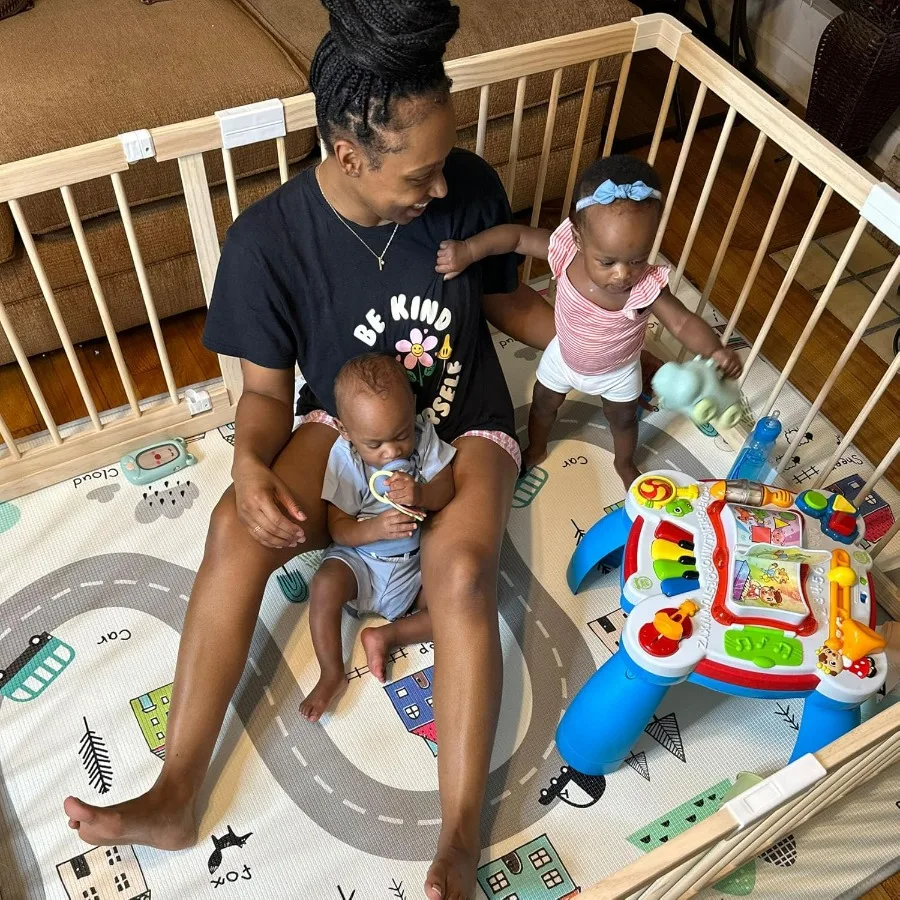 روضة بوابة الأطفال من هاربا للأطفال الصغار روضة أطفال خشبية سياج أطفال كبير ساحات لعب لمنطقة اللعب 56 × 56 × 24 بوصة #4