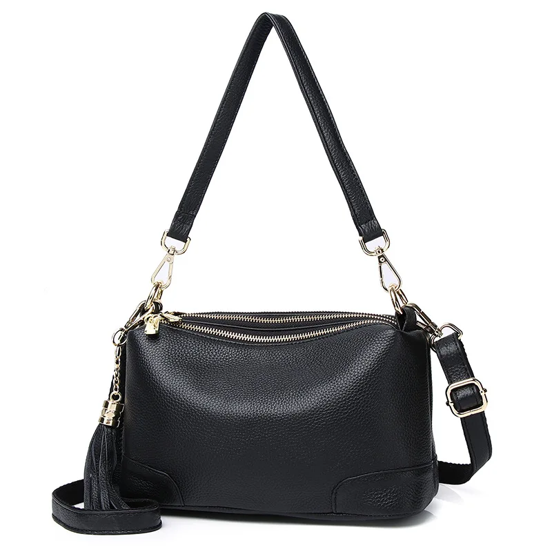 

100% Genuine Leather Women Tassel Underarm Bag Luxury High Quality Soft Cow Leather Handbag Female Shoulder Crossbody Bags Sac