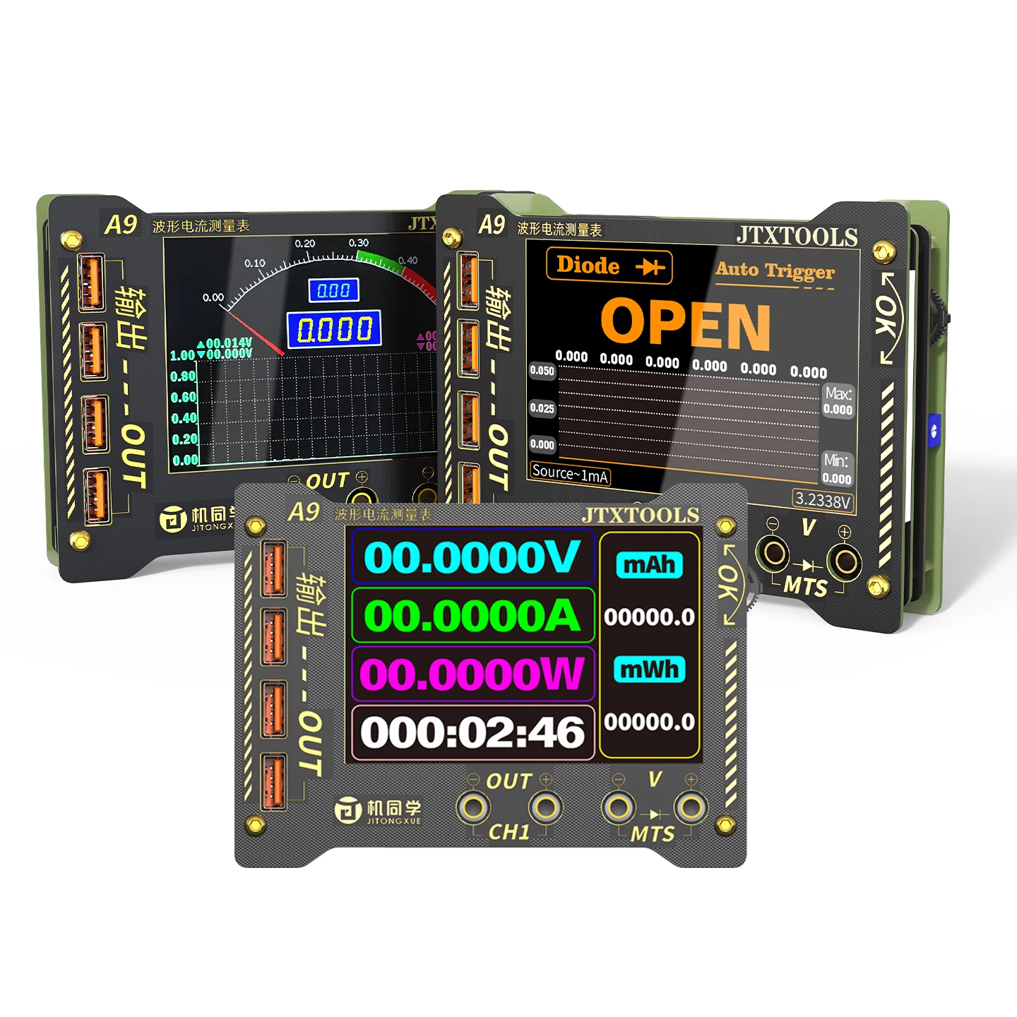 JTXTOOLS A9 Curve Waveform Multi-function Measurement Meter Real Time Monitoring Voltage and Current Detector