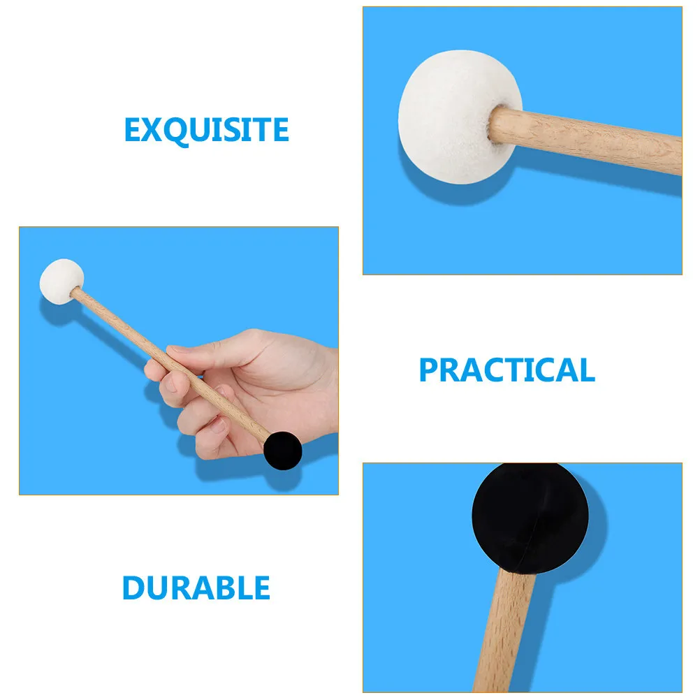 Rubber Felt Double-Ended Drum Mallet Featuring Smooth Wooden Handle Versatile for Bass Snare Gong Singing Bowl Music Therapy