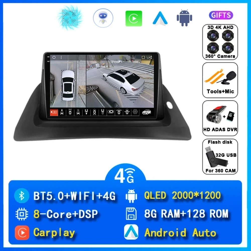 Voor Renault Kangoo 2008-2018 2 Din Android 15 Autoradio Multimedia Speler Carplay Autoradio Stereo GPS IPS 2K QLED 4G Head Unit