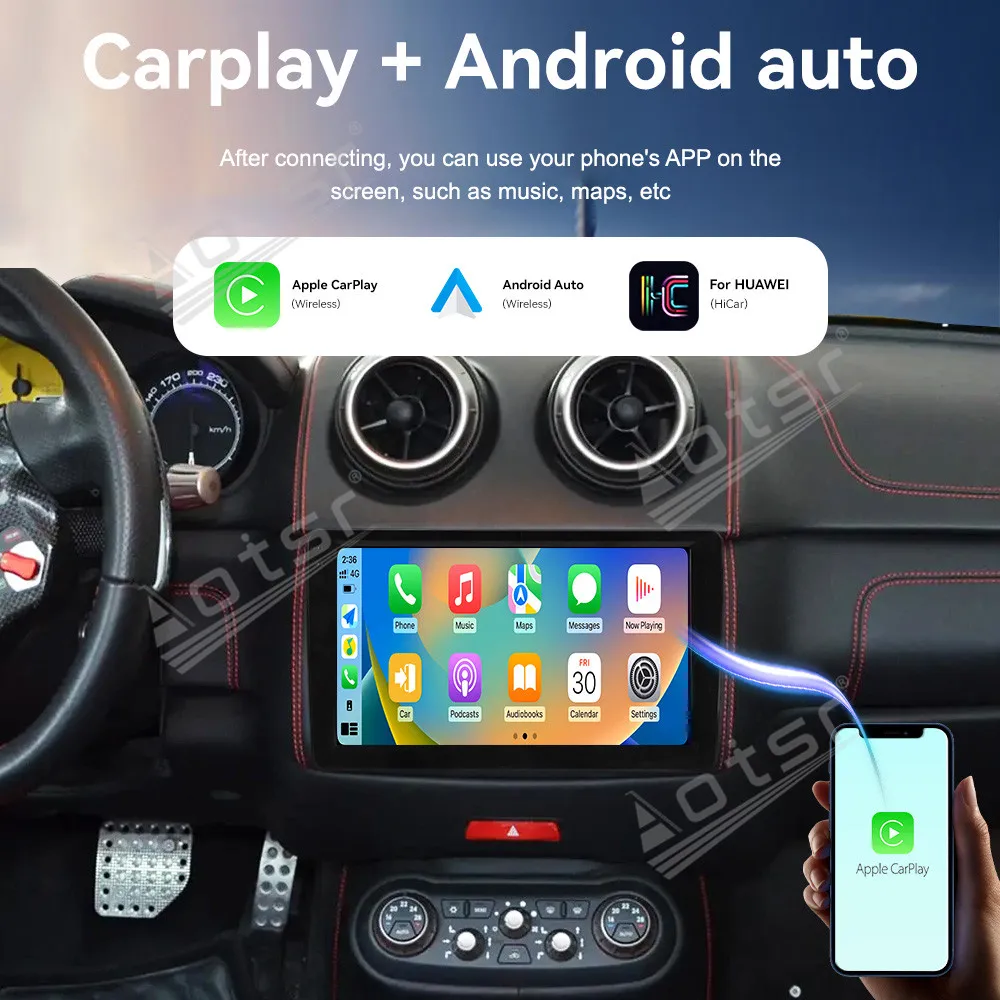 9/12.-Inch HD Touch Android 14 Carplay Screen For Ferrari California 2009-2018 Auto Multimedia Stereo Radio Player GPS Navi
