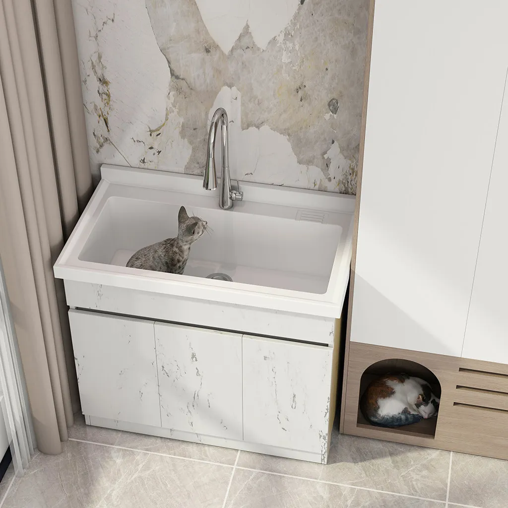 YJQ diamond laundry cabinet basin sink pet bath basin large pool artificial quartz stone