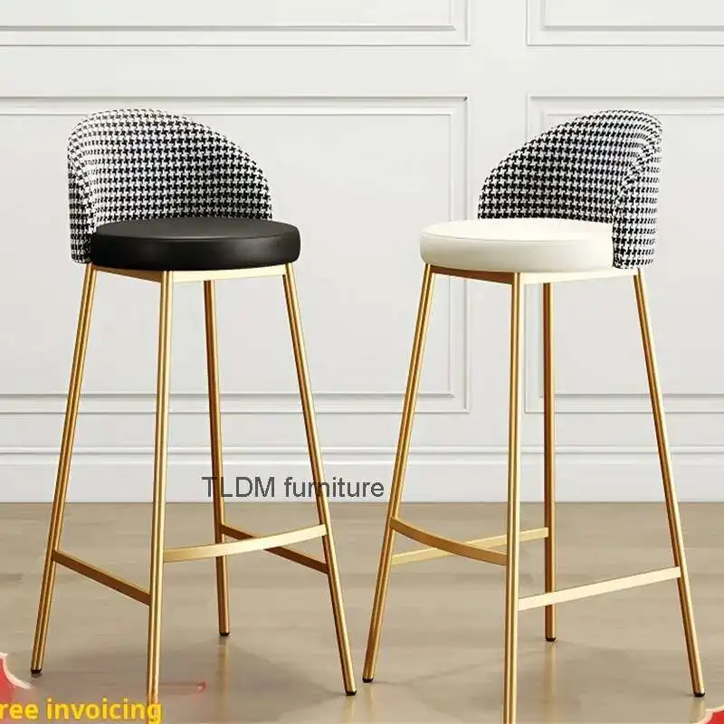 

INS Luxury Bar chair Modern High stool Home bar stool with backrest Leather chair Kitchen Furniture designer counter Work stools