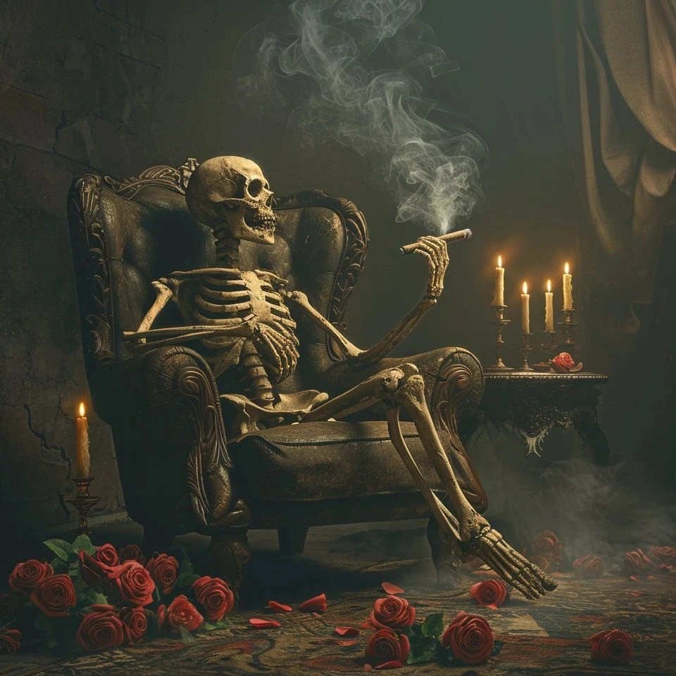 

Skeleton Smoking 500PCS/1024 PCS Jigsaw Puzzles Challenging Family Activity Game for Bedroom Gameroom Home Decor Gift