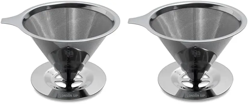 منقط قهوة من الفولاذ المقاوم للصدأ صب فوق ماكينة صنع القهوة، ملحقات تخمير القهوة البطيء للمنزل، 1-4 كوب (عبوة من قطعتين) #1