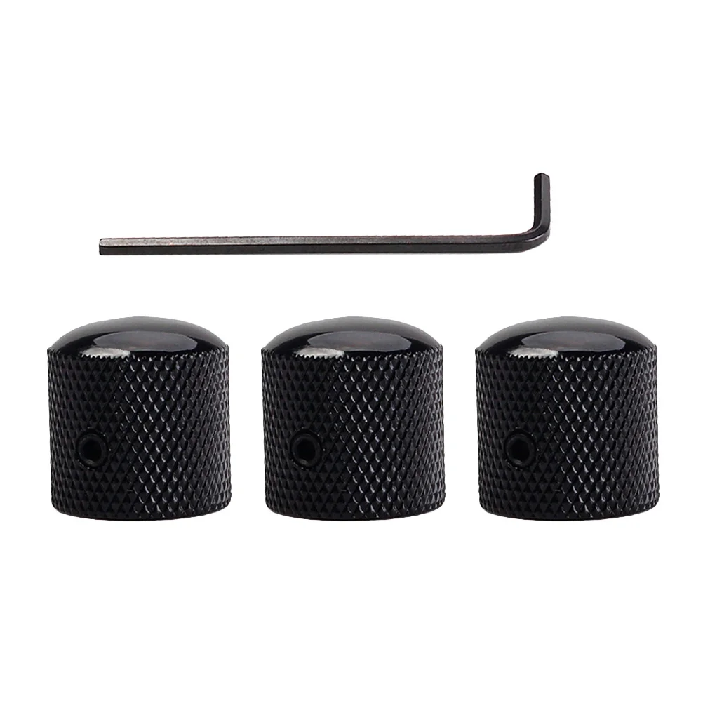 

3Pcs Black Volume Control Knob Guitar Tone Bass Replacement Dome Style Electric Guitar Parts Fit Import Concentric and Split