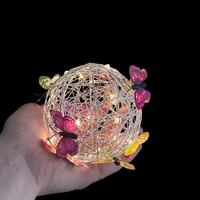 Outdoor Solar Garden Light Metal Home Decorative Nightlight Butterfly Pendant Waterproof Butterfly Round Ball Light Weaving Mesh