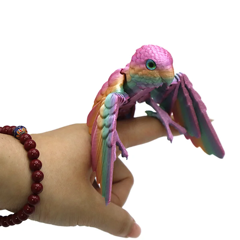 Simulated Eye 3D Printed Parrot Model Sparkling Laser 3D Printed Parrot Animal Flexible Animal Rotatable