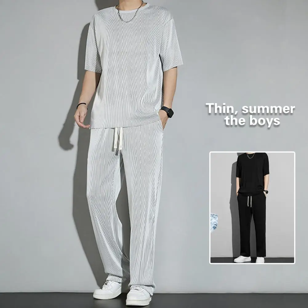 Top Pants Sets Kpop Short Quarter Sleeve Tracksuit Korean Style T Shirt Man Summer Sports Suits Aesthetic Cool Xl Men's Clothing