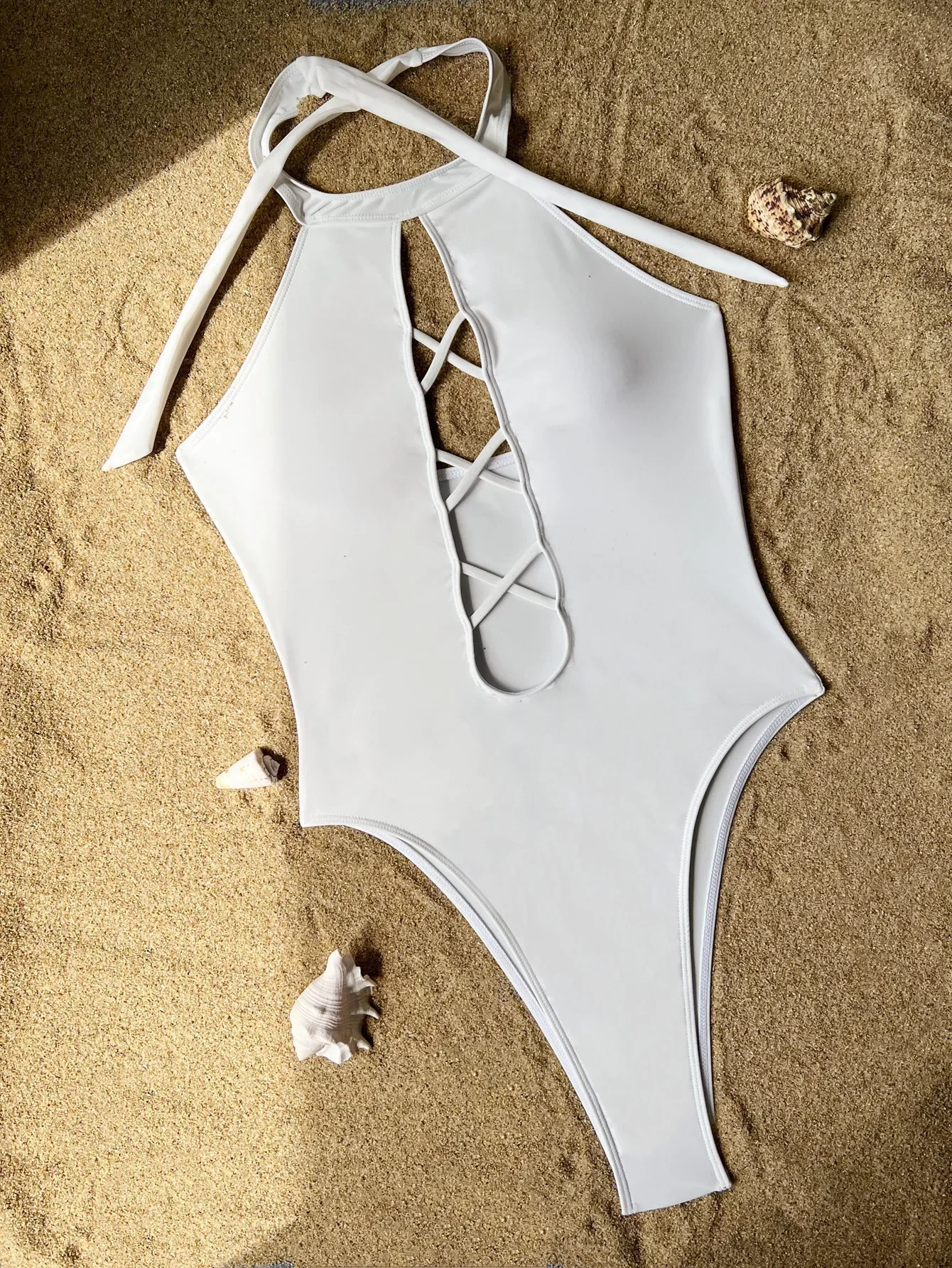 Sexy Hollow Out One Piece Swimsuit For Women Cut Out Monokini Push Up Swimwear Women String Bandage High Waisted Bathing Suit
