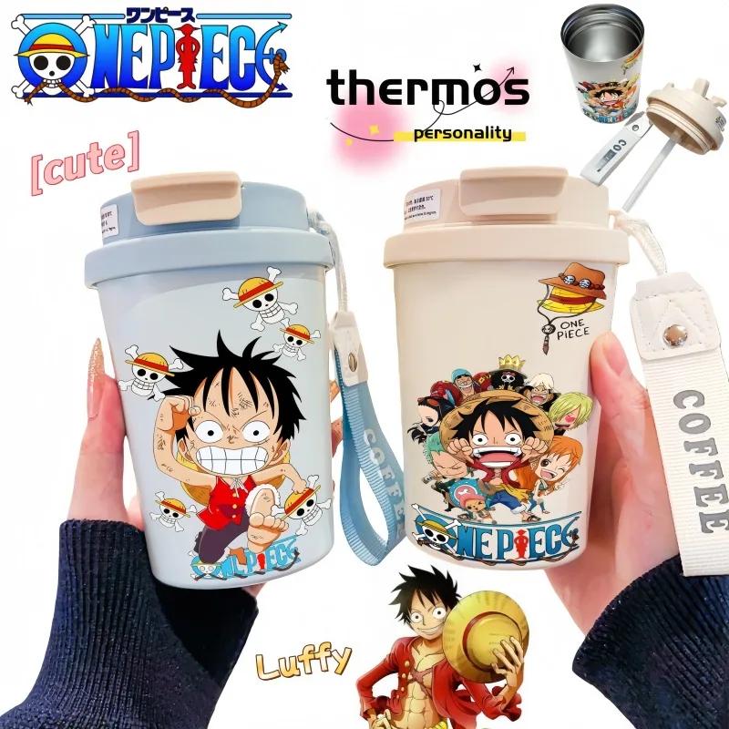 Taza Térmica de Acero Inoxidable con Diseño de Anime One Piece, Taza de Café Portátil para Hombres, Mujeres y Estudiantes, Regalo de Cumpleaños